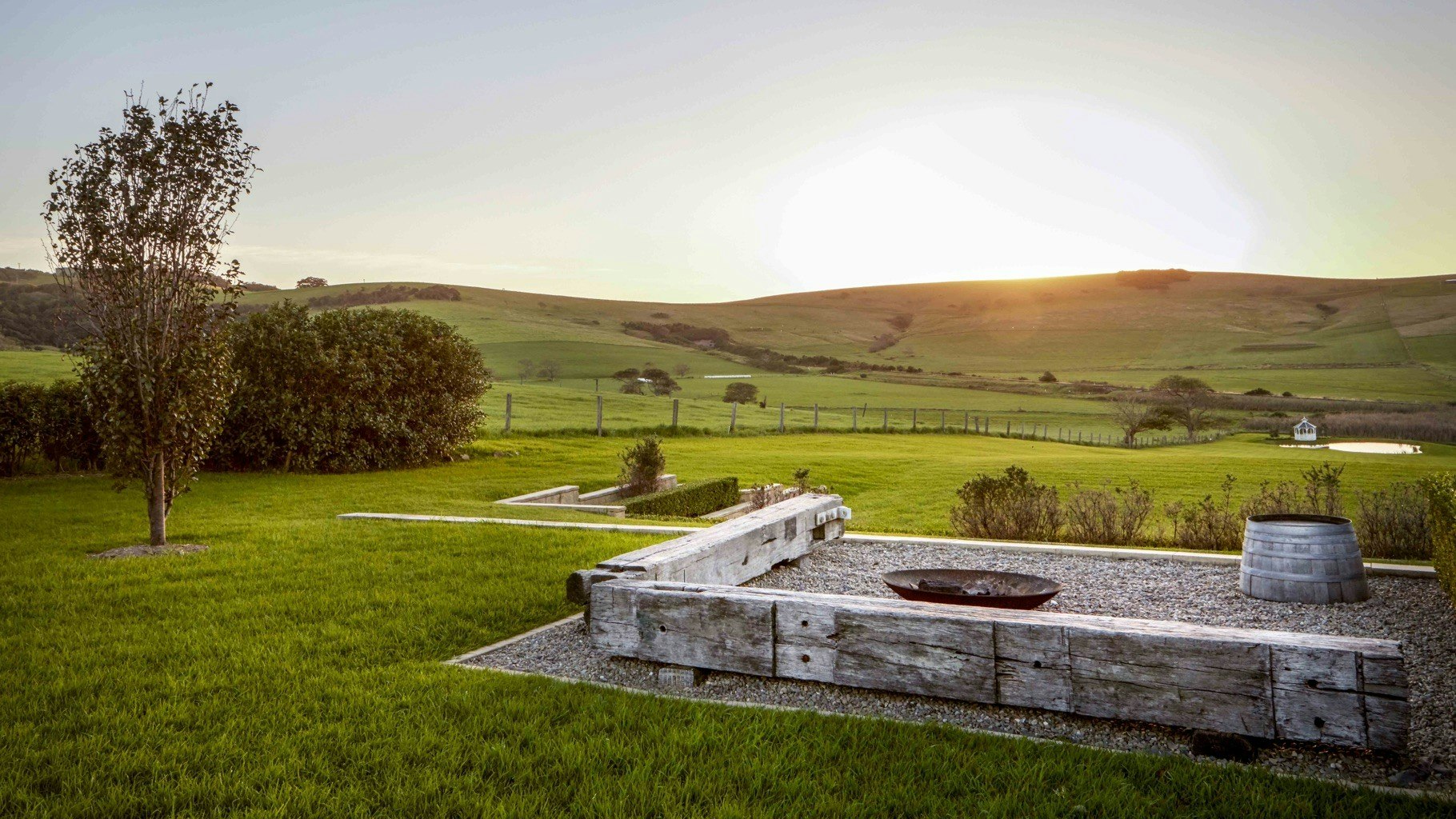 Outdoor firepit and seating.